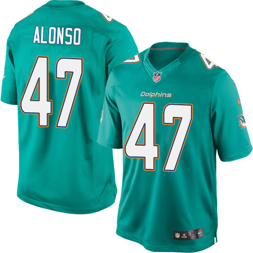 Youth Elite Kiko Alonso Nike Jersey Aqua Green Home - #47 NFL Miami Dolphins